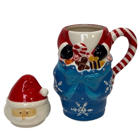 Santa/Toy Bag Mug 2-Pc Temp-tations Presentable Ovenware Red/Blue EUC - Picture 3 of 8